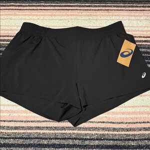 ASICS Running Short Lined Built in Panty Activewear Black NWT XLarge
